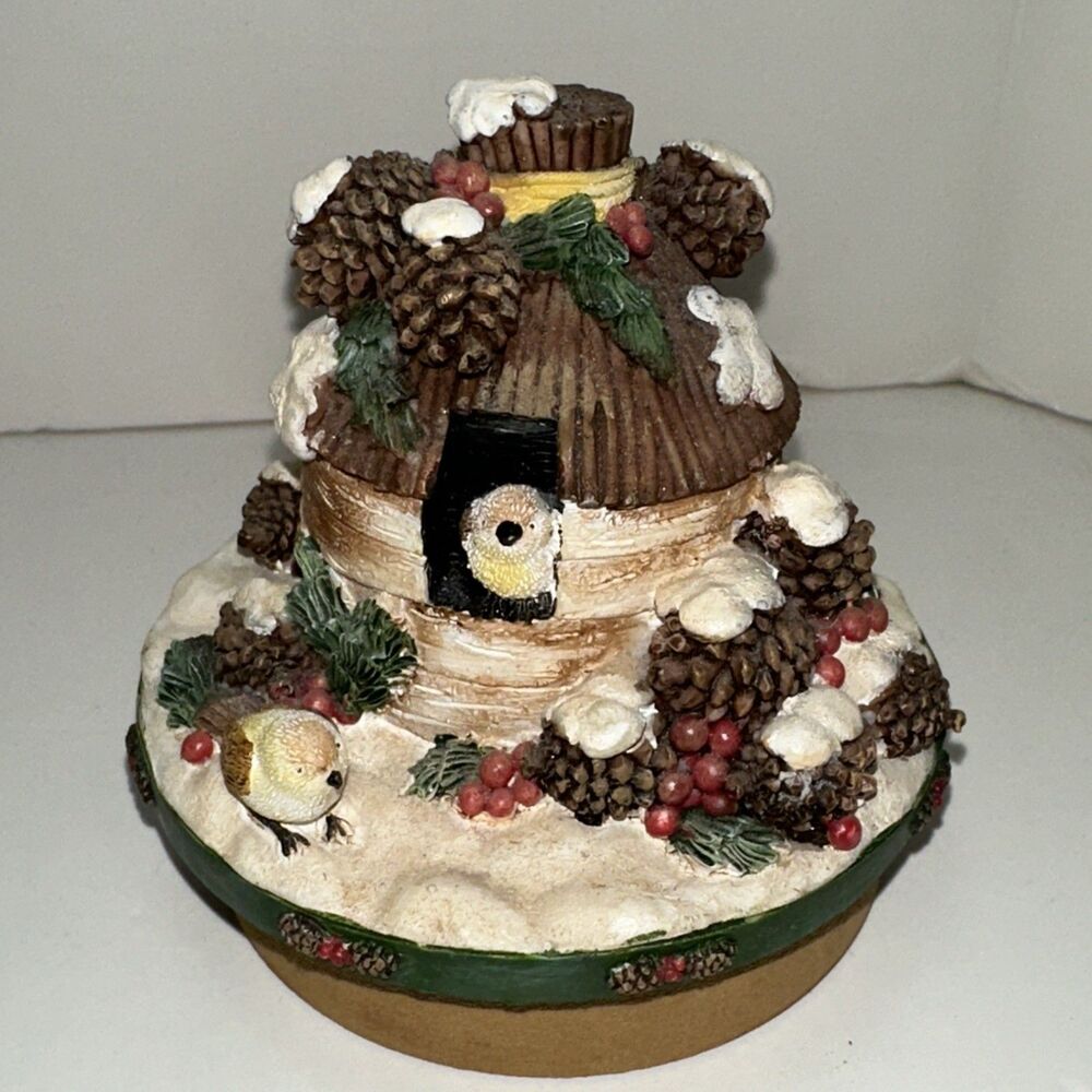 Our America Candle Topper Winter Decor Birdhouse Birds Goldfinch Yankee Candle